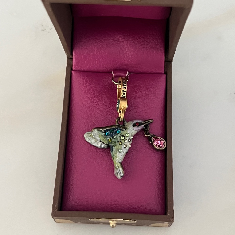 Discontinued Jay Strongwater hummingbird charm. Unworn in box.